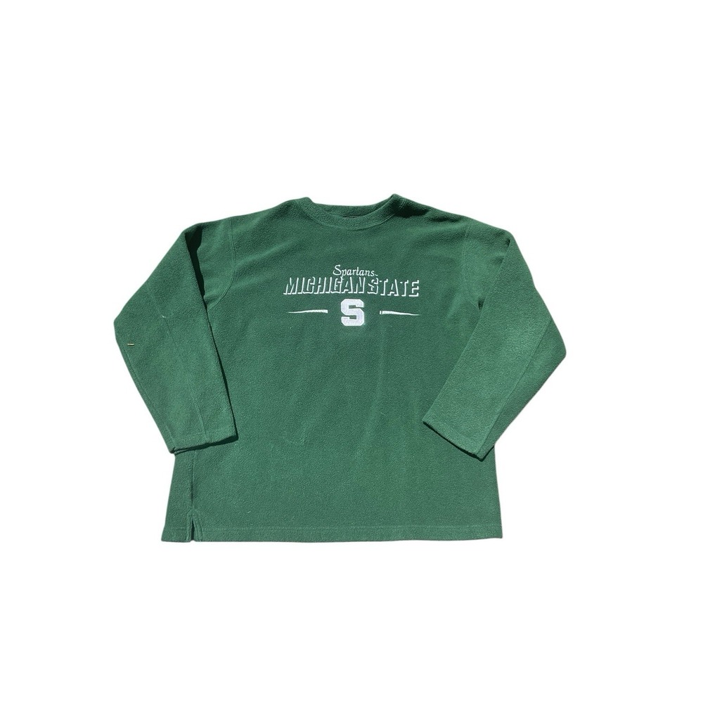 Michigan State University Green Sweater Pullover Fleece Womens L MSU